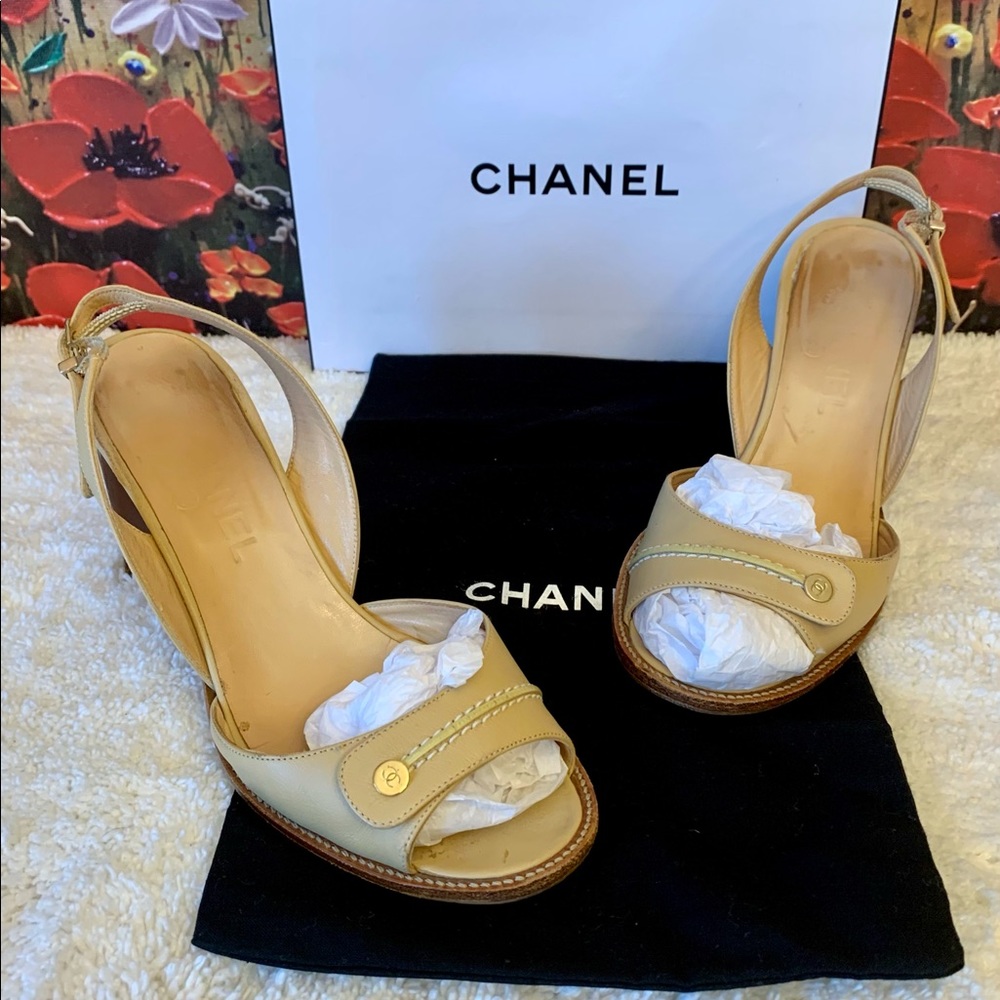 Authentic Chanel CC button heels